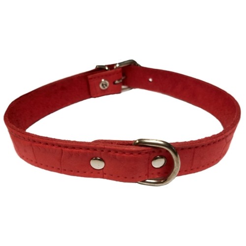 Collar de Piel Rojo para Perros