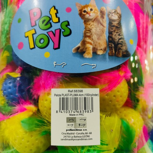 Ball with Feathers Fun Toy for Cats 100 pcs