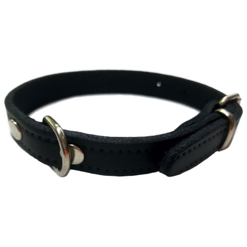 Black Smooth Leather Collar 30x1.5cm Vmd