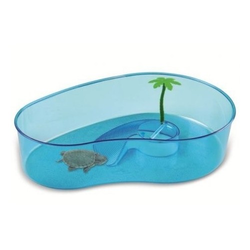 Oval Turtle Tank with Palm Tree Durable and Stylish