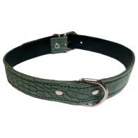 Braided Leather Dog Collar Green 15x350mm