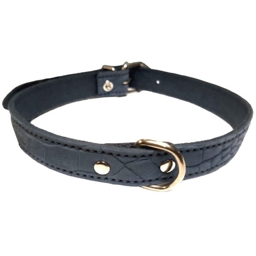 Braided Leather Collar 25x550mm Blue