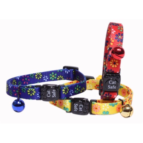 Flower Print Nylon Cat Collar Stylish and Durable