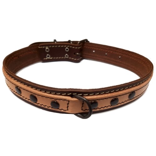 Collar Doble de Cuero para Perros