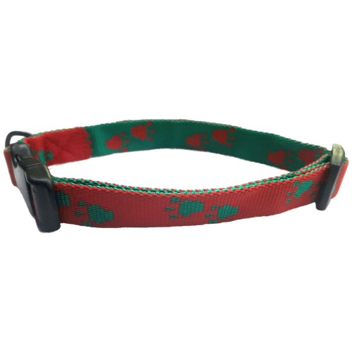 Paw Print Collar Green Red