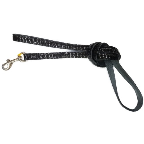 Soft Crocco Strap for Mini Dogs Black 15x1200mm