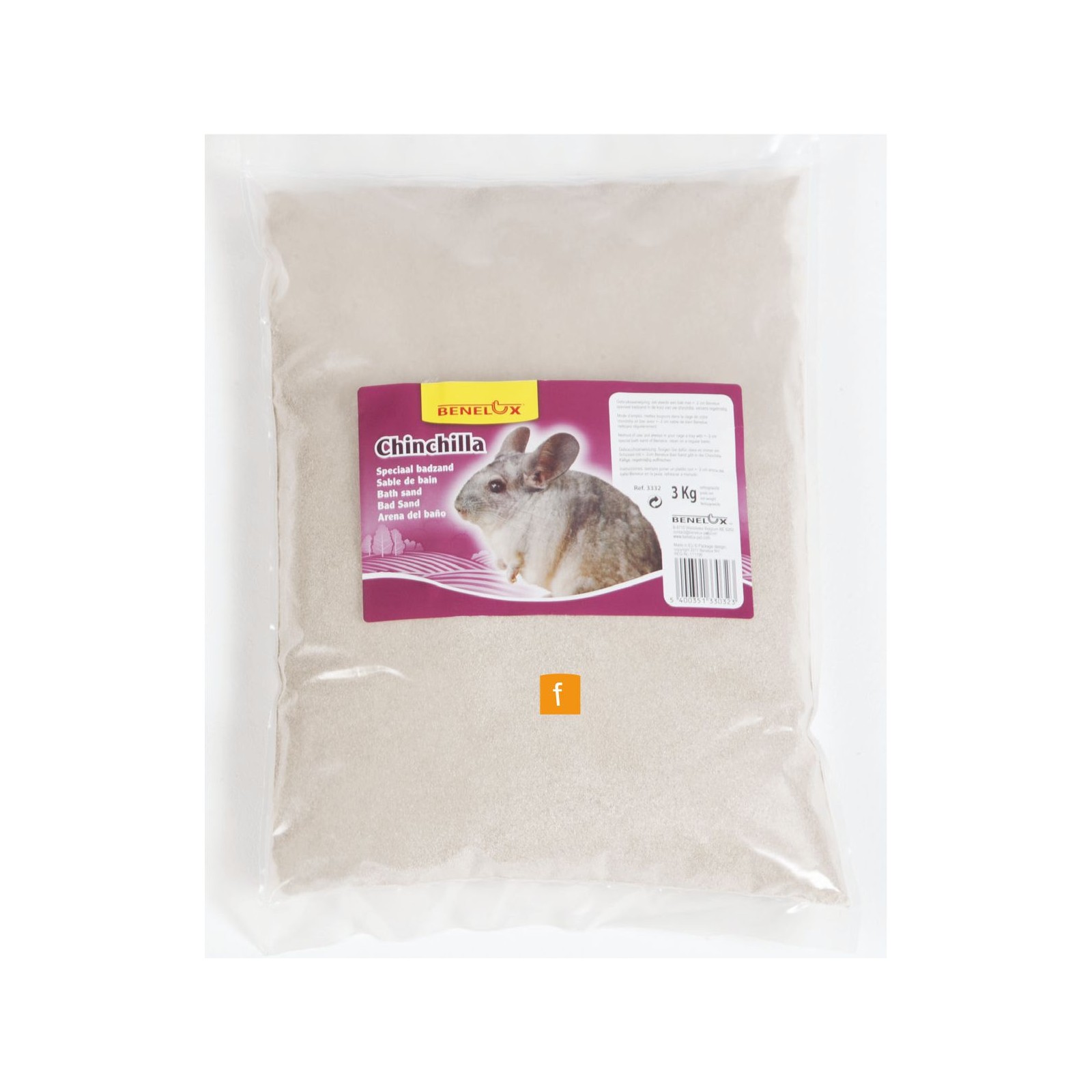 Chinchilla Bath Sand 3 Kg Benelux Quality Bathing Sand