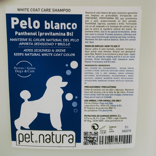 Champú Pelo Blanco Premium 750ml para Cuidado de Mascotas