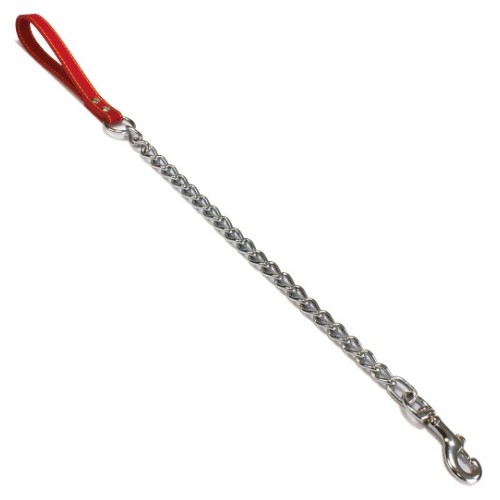 Red Metal and Leather Leash 4x800 mm