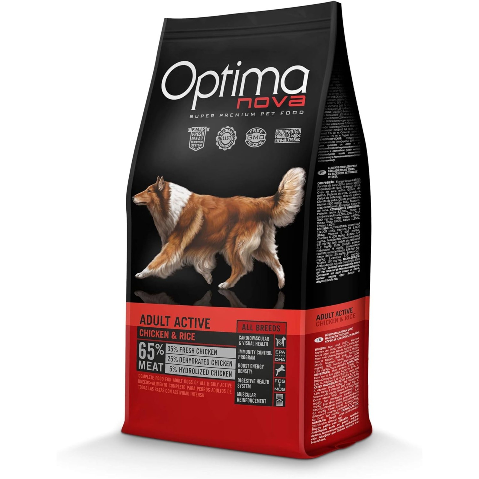 Optima Nova Adult Active Pollo Arroz 12Kg