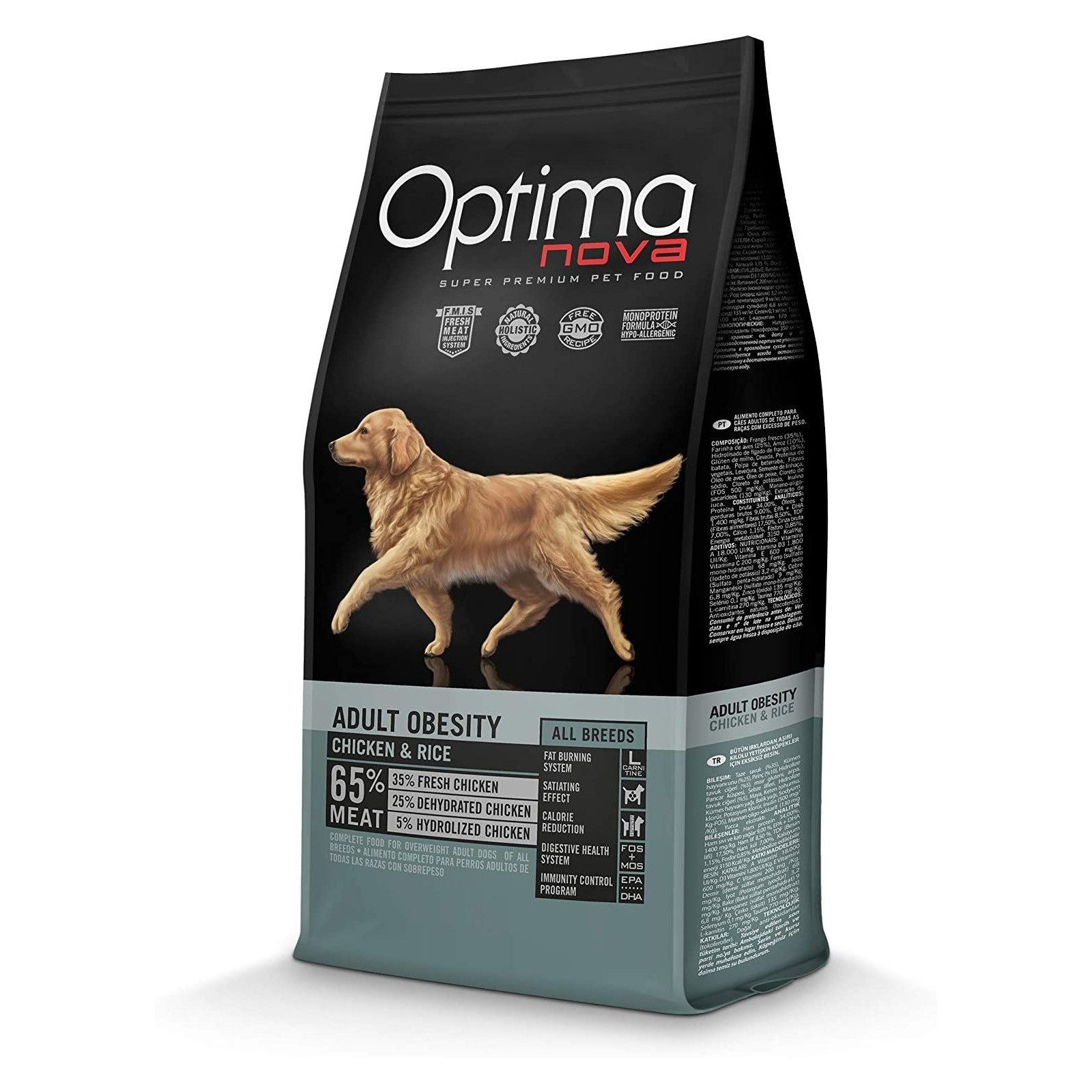 Optima Nova Obesity Chicken Rice 12 Kg for overweight dogs