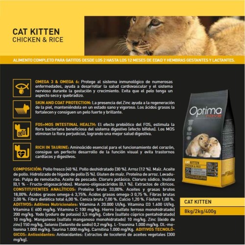 Optima Nova Cat Kitten Comida 400 Gr.