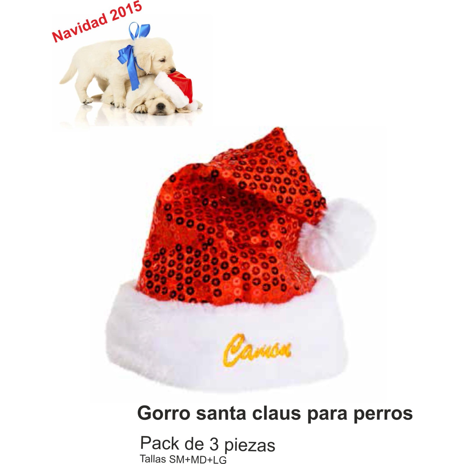 Gorro Santa Claus Pack 3 Piezas - Accesorios Festivos para Mascotas