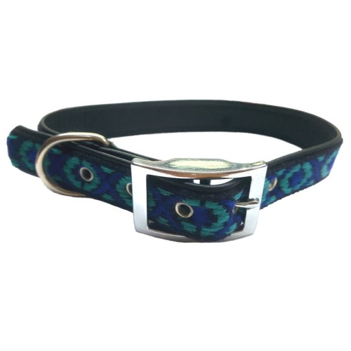 Blue Leather Combi Collar for Pets