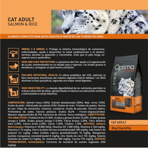 Optima Nova Cat Adult Salmon Rice 2 Kg