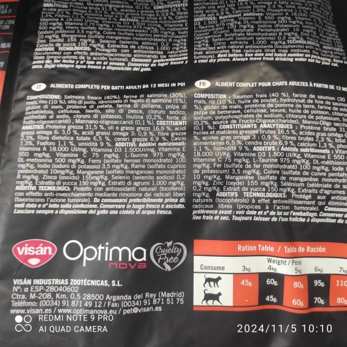 Optima Nova Cat Adult Salmon Rice 2 Kg