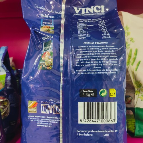 Comida para Conejos Enanos Vinci 4 Kg Premium