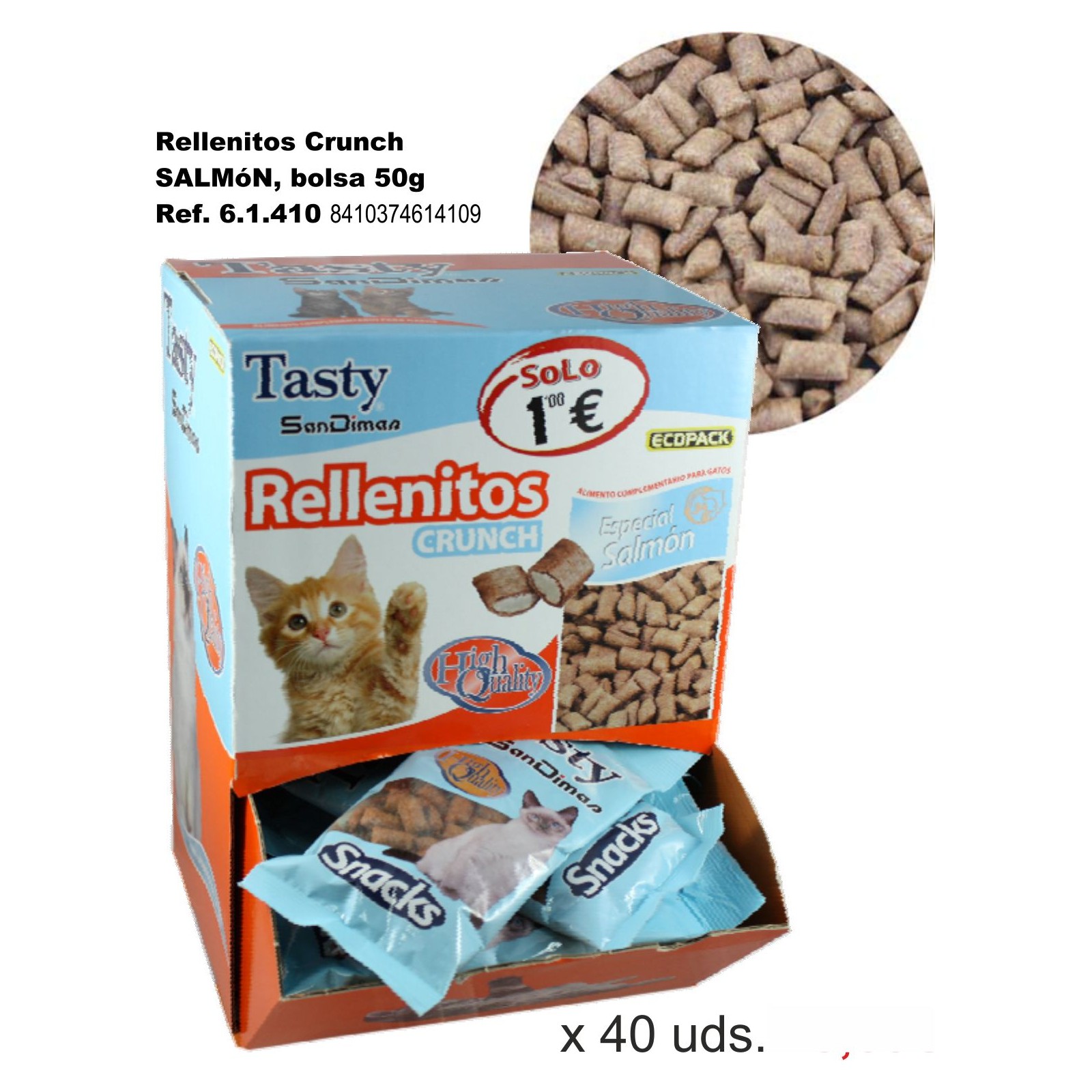 Rellenito Crunch Cat Salmón 50gr. C/40 Bolsas