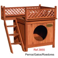 Caseta de Madera para Perros Gatos y Roedores