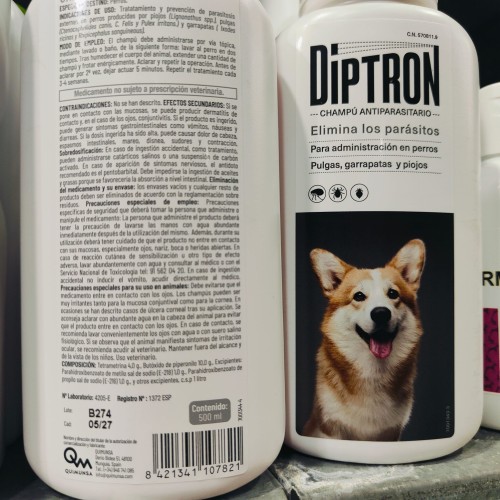 Champú Antiparasitario Diptron 500ml para Perros