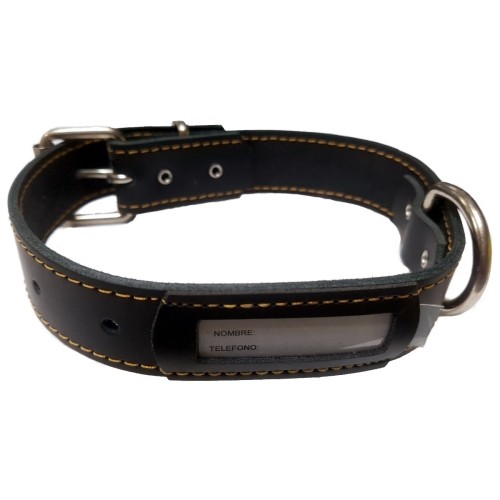 Black Leather Buzon Dog Collar