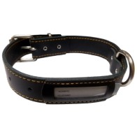 Collar de Cuero Buzon Negro para Perros