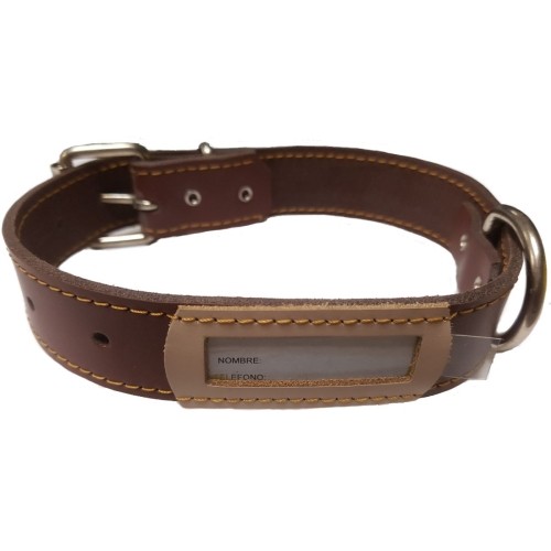 Collar de Cuero Buzon Negro para Perros