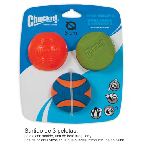 Chuckit Surtido de Pelotas para Perros 3pack