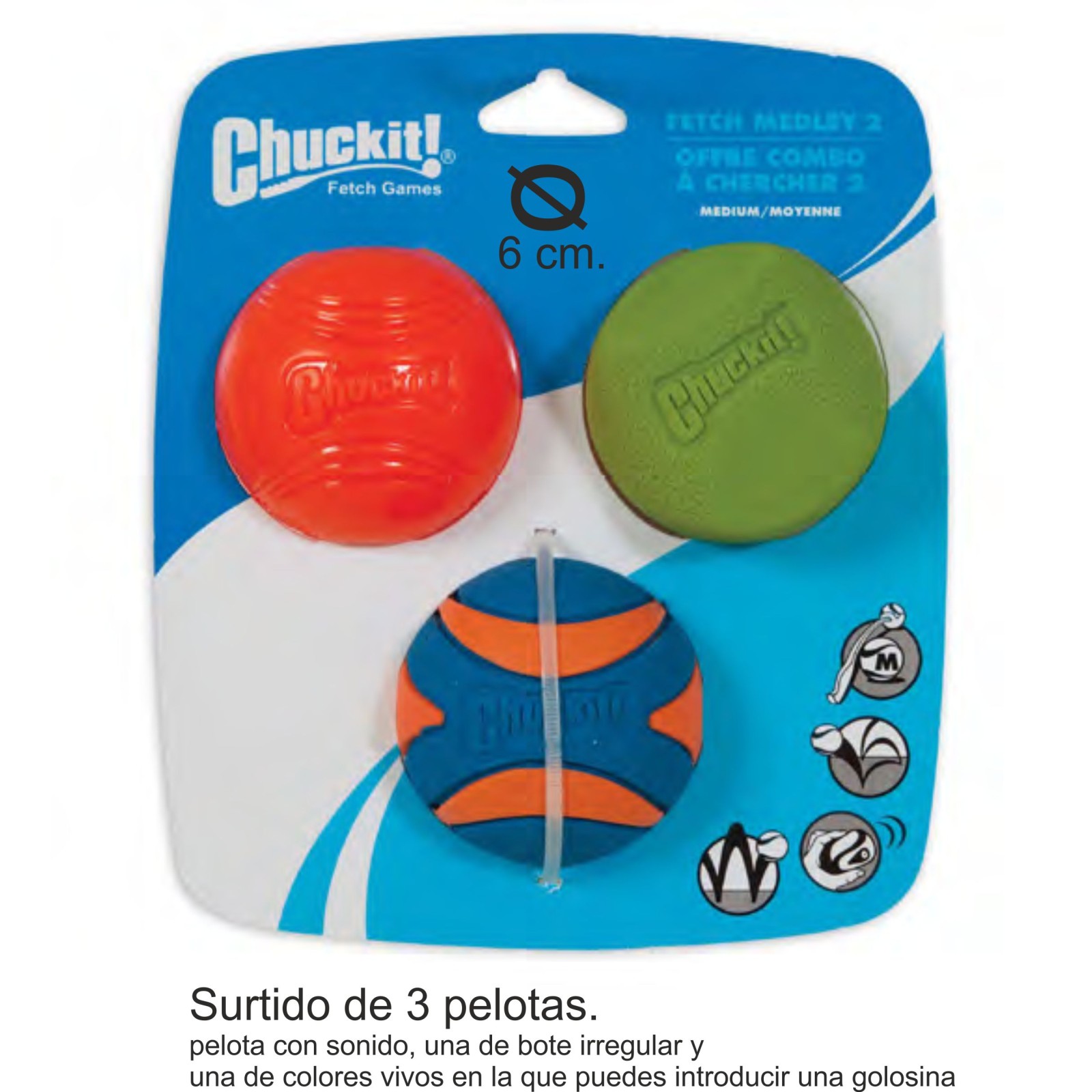 Chuckit Assorted Dog Balls 3pack