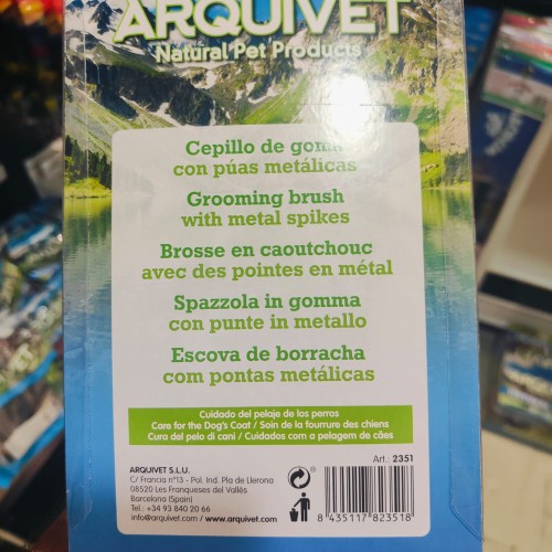 Cepillo de Goma con Púas Metálicas para Acicalamiento Eficiente