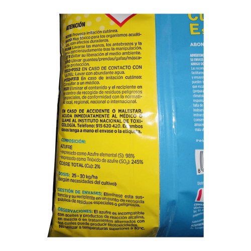 Azufre Cúprico Espolvoreo 1 Kg para control efectivo de plagas