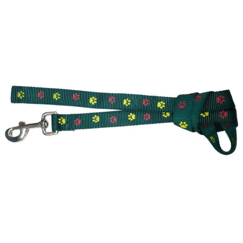 Nylon Leash with Green Paw Print 25x115