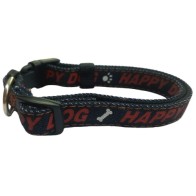 Black Nylon Collar 20mm 35-50cm Happy Dog