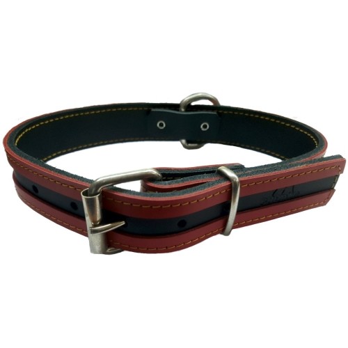 Red and Black Leather Dog Collar 40x3cm