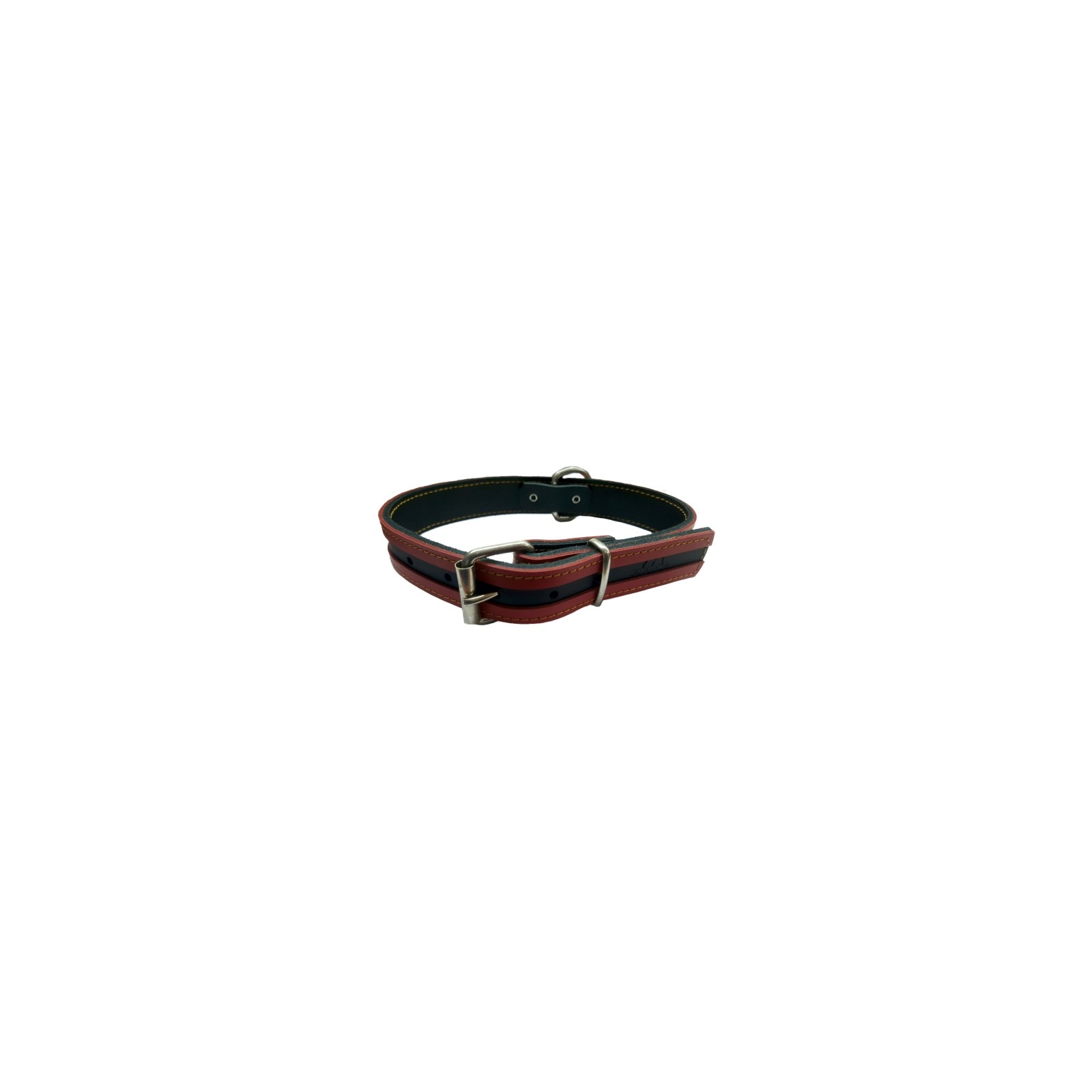 Red and Black Leather Dog Collar 40x3cm