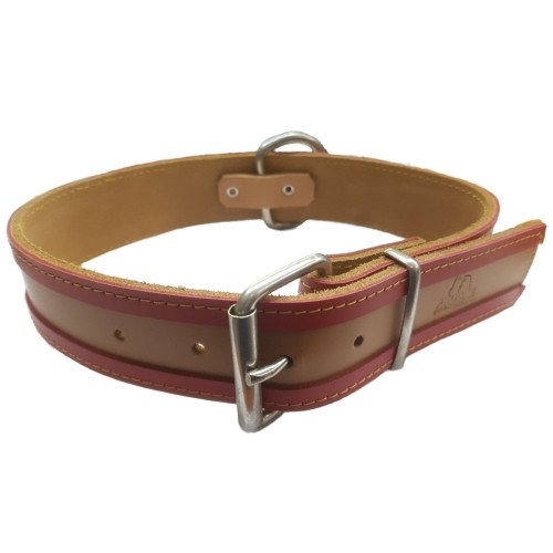 Red and Black Leather Dog Collar 40x3cm