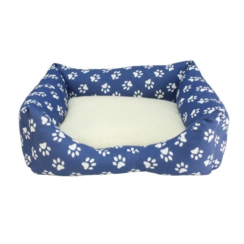 Blue Paw Print Square Bed 70x60x20cm