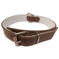 Comfort Black Leather Collar for Medium Dogs