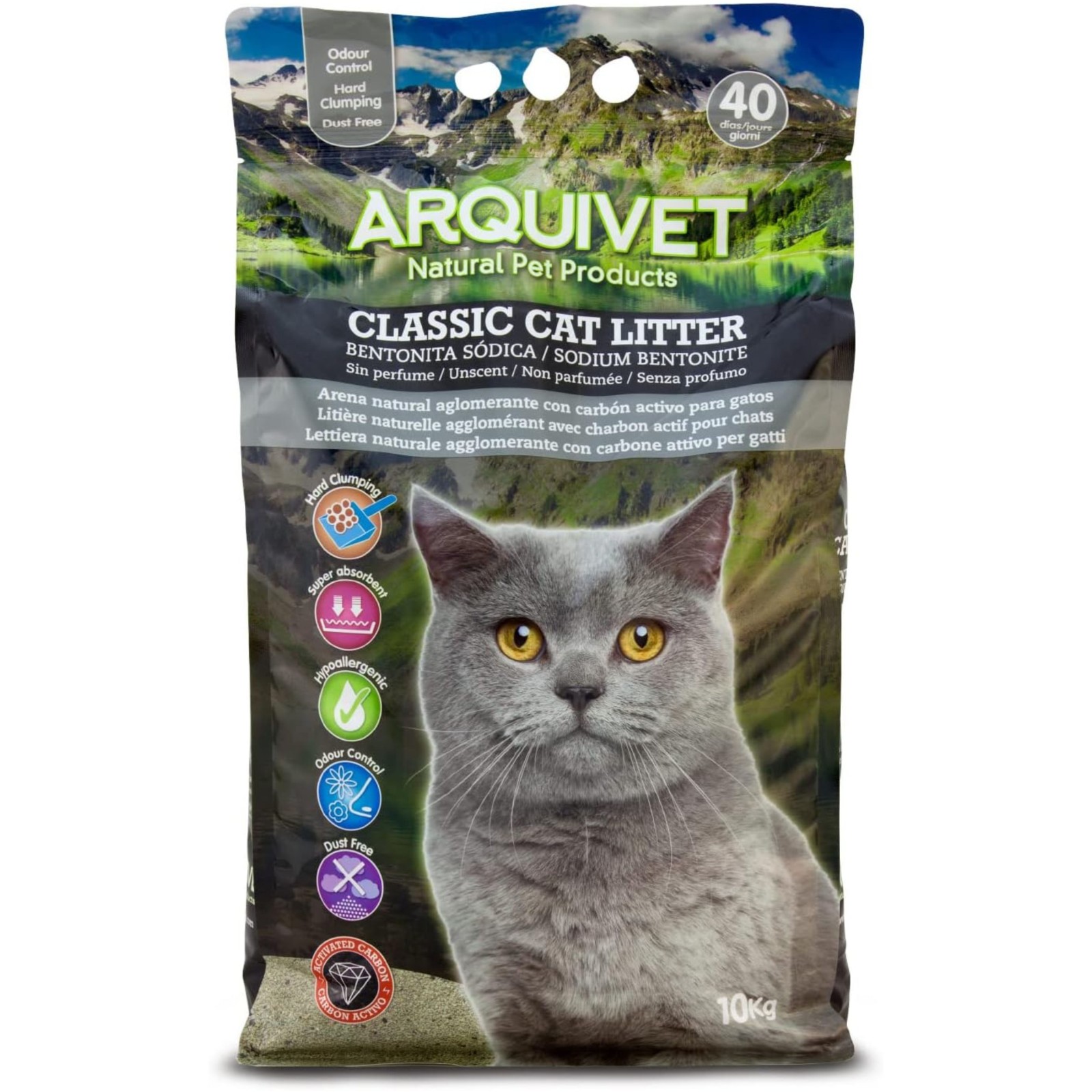 Arena Natural para Gatos con Carbono Activo 10kg