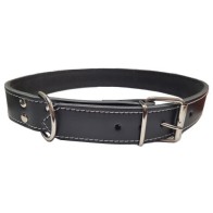 Stitched Leather Collar 85cm Black for Large Breeds