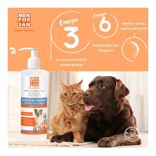 Aceite de Salmón 500ml Menforsan para Perros y Gatos