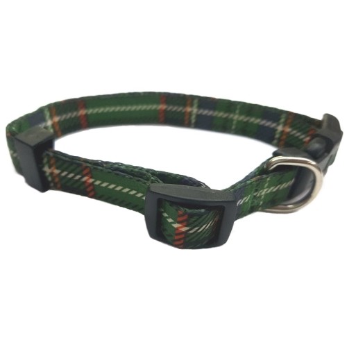 Scots Green Nylon Dog Collar 15mm 25-35cm - Durable and Stylish