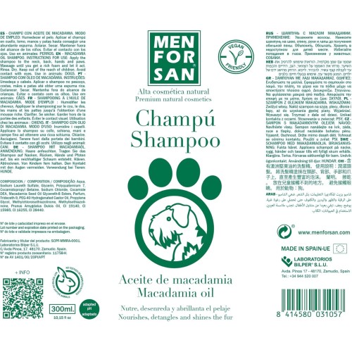 Champú Aceite de Macadamia Menforsan 300ml