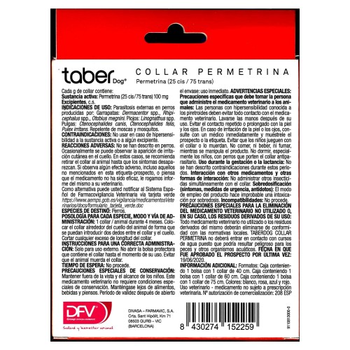 Taberdog Collar Permethrin 60cm Red