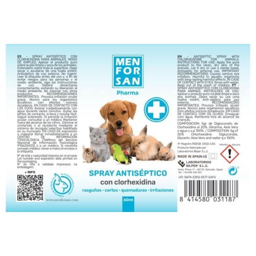 Chlorhexidine Antiseptic Spray for Pets 60ml