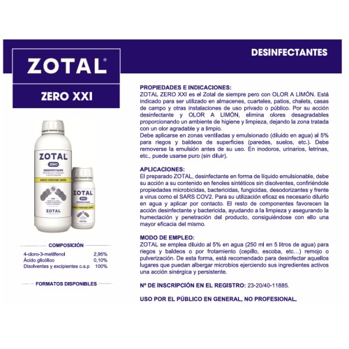 Zotal Zero Lemon 1 Liter Disinfectant