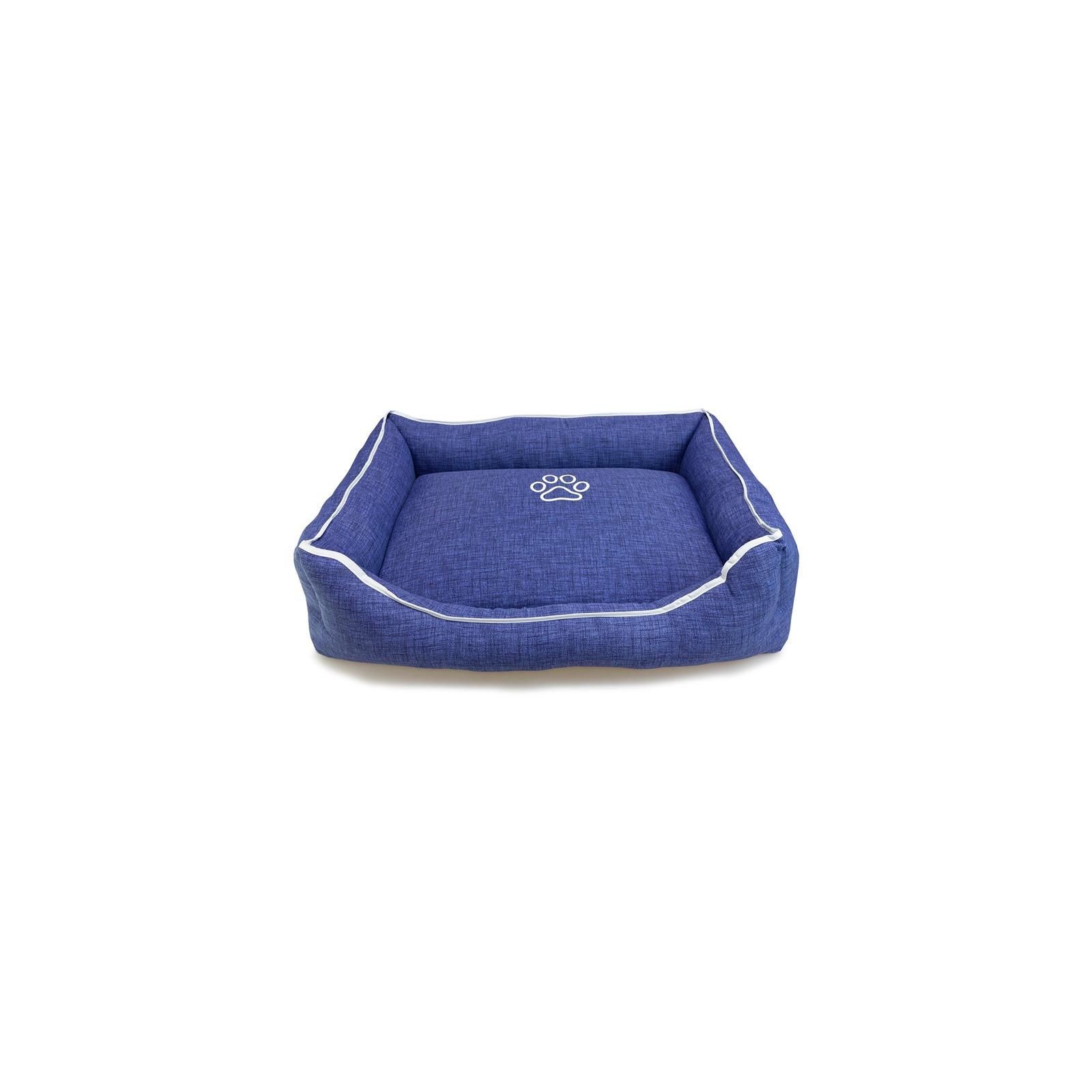 Square Blue Bed with Paw Print 85x68x21 cm