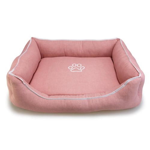 Square Pink Dog Bed with Paw Print 70x55x19cm