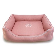 Square Pink Dog Bed with Paw Print 70x55x19cm