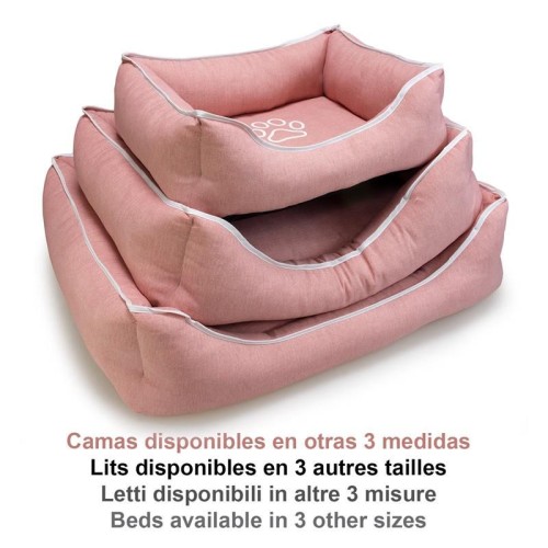 Cama Cuadrada Rosa con Huella 70x55x19cm